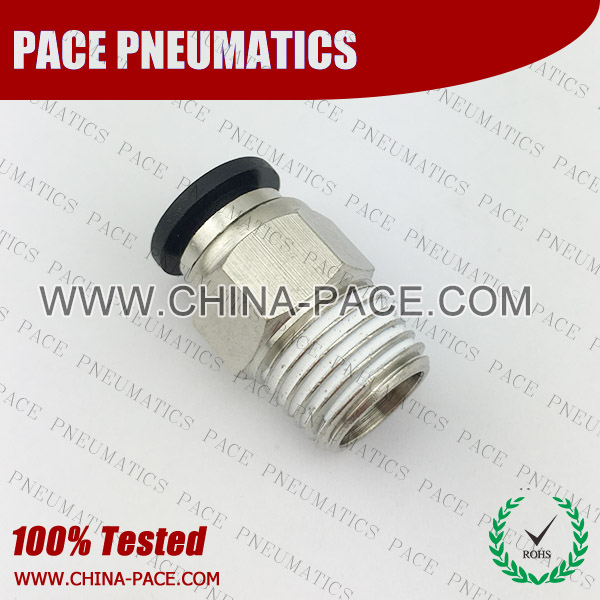 PC,Pneumatic Fittings with npt and bspt thread, Air Fittings, one touch tube fittings, Pneumatic Fitting, Nickel Plated Brass Push in Fittings